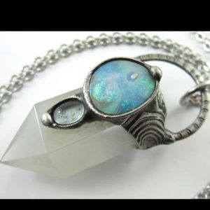 Opal Moonstone Pendant with Phantom Quartz